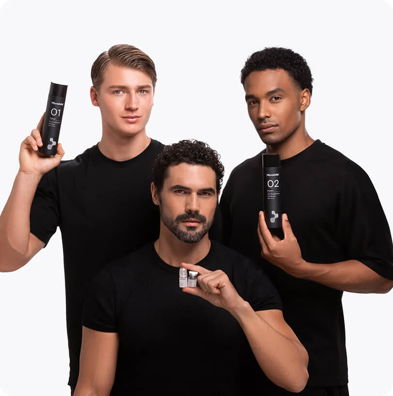 A complete scalp-first system that supports a healthier-looking scalp and fuller, thicker-looking hair, in just a few minutes a few times a week.